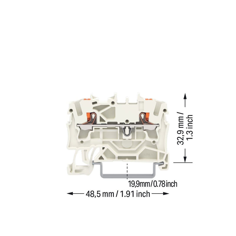 WAGO - Durchgangs-Reihenklemme 2-Leiter-Durchgangsklemme 2202-1209 2,5mm²,lichtgrau − 100 Stück