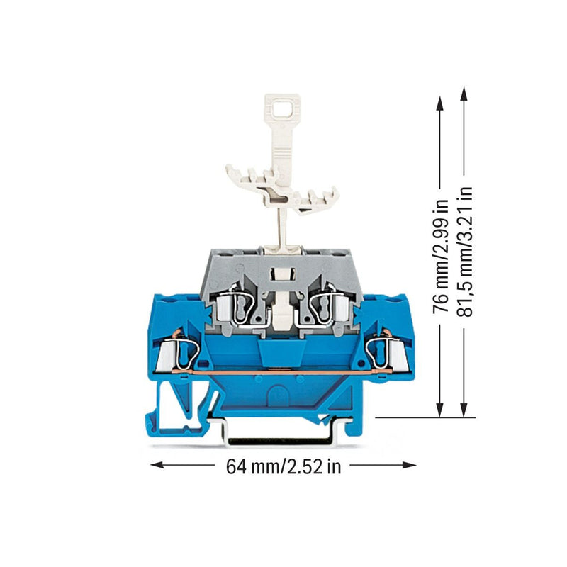 WAGO - Durchgangs-Reihenklemme Doppelstockklemme 280-525 2,5 mm²,blau/grau − 50 Stück