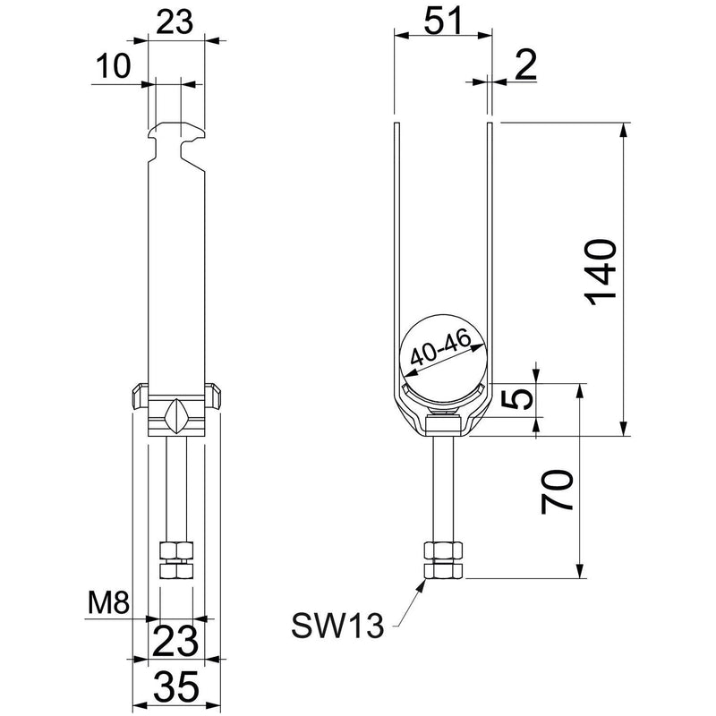 OBO Bettermann Vertr - Bügelschelle Bügelschelle Enercon 140 2056 M2 46 ENER 40-46mm, St, FT