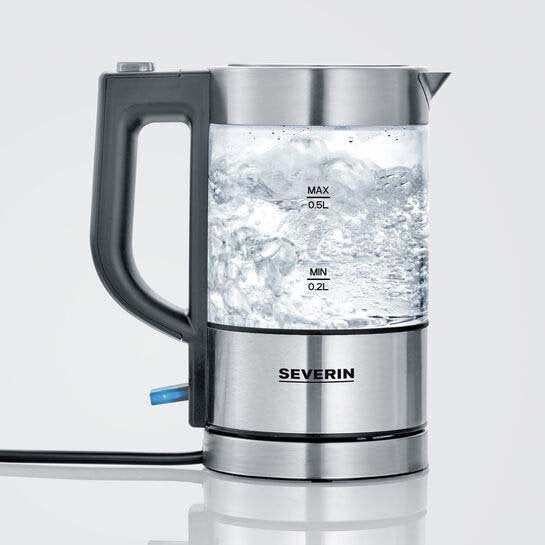 Severin - Wasserkocher Mini-Glas-Wasserkocher WK 3472 eds-geb/sw 0,5L,1100W