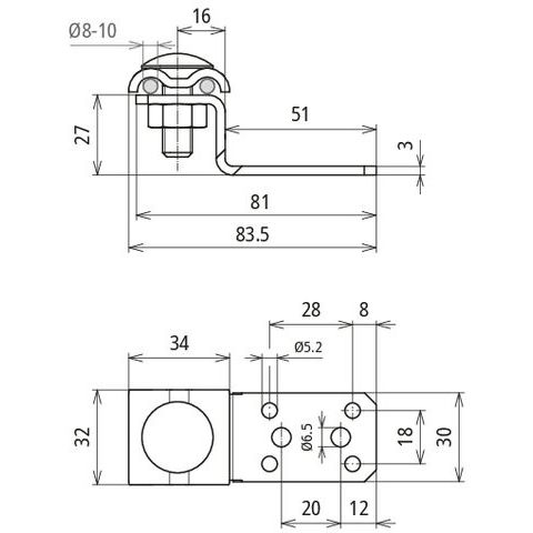 DEHN - Zubehör/Ersatzteile für Erdung und Blitzschutz Anschlusslasche ALZFDUL610B5265L81AL Z-Form, f.Rd 8-10mm