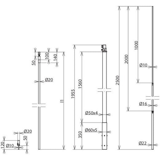 DEHN - Fangeinrichtung für Blitzschutz Stützrohr SET HVI 20 M L6M#819247 HVI-Leitung