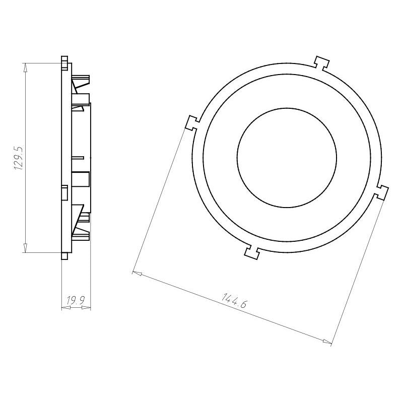 Kaiser - Zubehör/Ersatzteile für Leuchteneinbaugehäuse Frontteil HaloX 100 1281-01 DA 68 für Ortbeton
