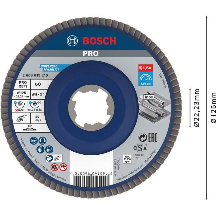 Bosch - Trenn-/Schleifscheibe PRO X571 2608619210 Fächerschleifscheibe