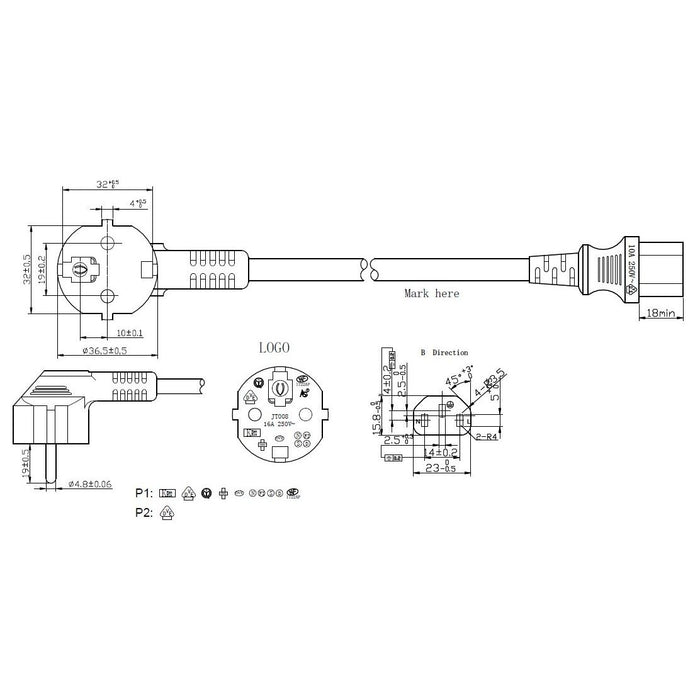 EFB-Elektronik - Netzanschlussleitung Stromversorgungskabel EK504.2V2 2m  − 1 Stück
