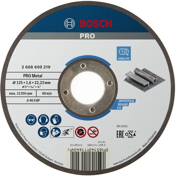 Bosch - Trenn-/Schleifscheibe PRO Metal Trennscheibe, 2608600219 125 x 1.6 x 22.23 mm