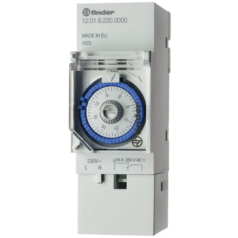 Finder - Verteilerschaltuhr analog Zeituhr Motorant.Tag-Prog. 12.01.8.230.0000 Gangres.70h,1W230VAC