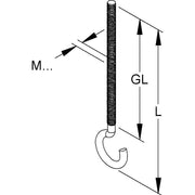 Niedax - Knebelschraube Hakenschraube H 4X70 − 100 Stück