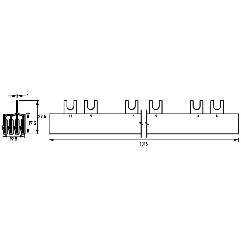 Doepke - Phasenschiene Gabelsammelschiene B G60TE-3/N/S-10 4p, 60TE, 100A