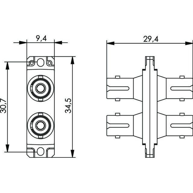 Telegärtner - LWL-Kupplung T-ST-Duplex Kuppl.MM+SM 100007080 Flanschmontage