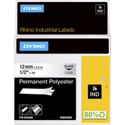 Newell Brands - Schriftband Rhino-Polyesterband 622289 12mmx5,5m, sw auf tr