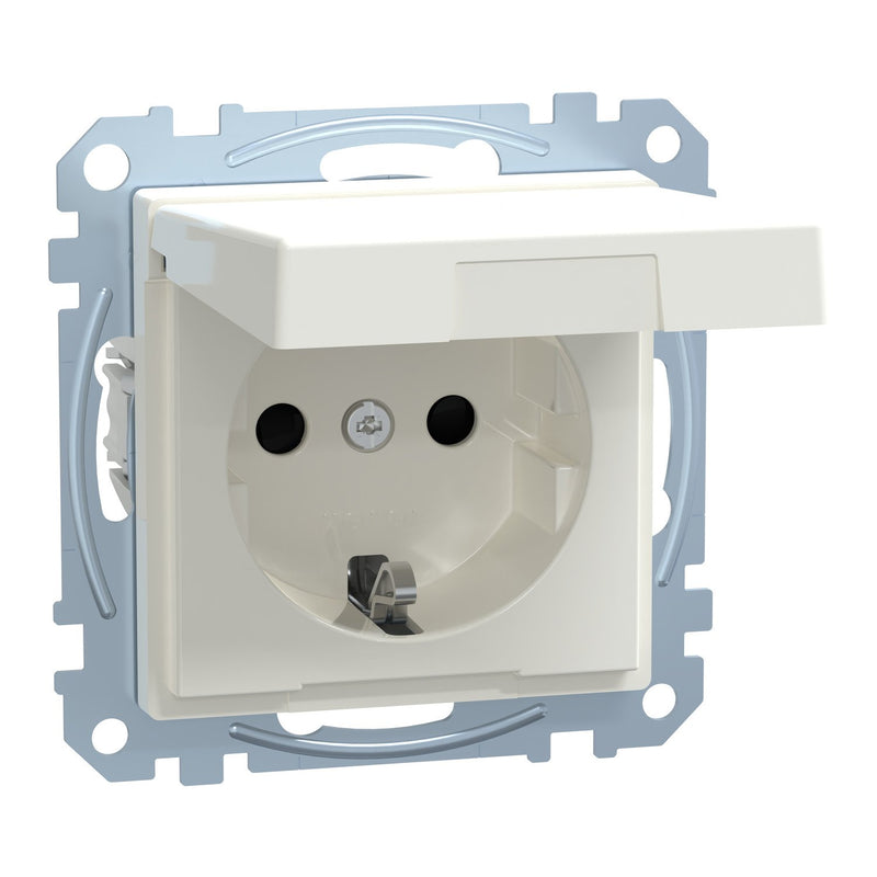 Merten - Steckdose SCHUKO-Steckdose pws/gl MEG2310-0319 Klappdeckel