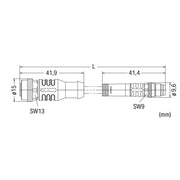 WAGO - Konfektioniertes Sensor-Aktor-Kabel Sensor-/Aktorleitung M12A 756-5501/030-020 Bu.,axial,M8-St.,ax