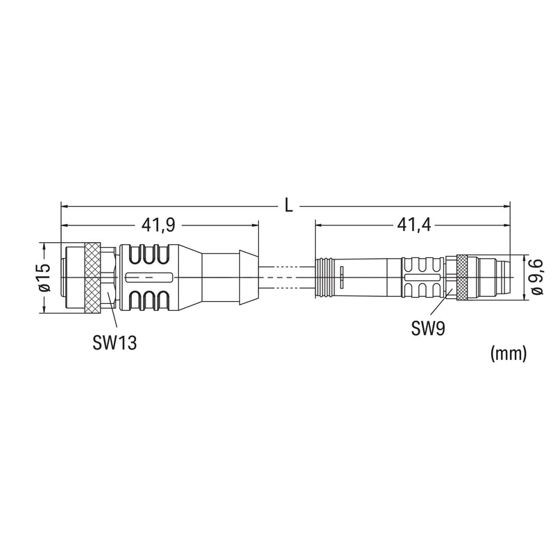 WAGO - Konfektioniertes Sensor-Aktor-Kabel Sensor-/Aktorleitung M12A 756-5501/030-020 Bu.,axial,M8-St.,ax