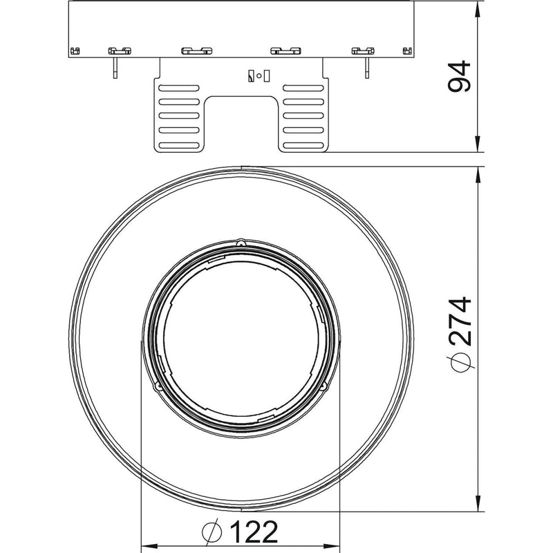 OBO Bettermann - Nivellierbare Kassette für Kanaleinbau, Doppel- und Hohlboden Kassette rund RKFRN2UZD3R7VS25 D=275mm