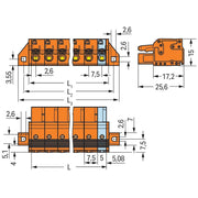WAGO - Kabelsteckverbinder für Leiterplattensteckverbinder 1-Leiter-Federleiste 2231-702/031-000 Push-inCAGECLAMP,or − 50 Stück