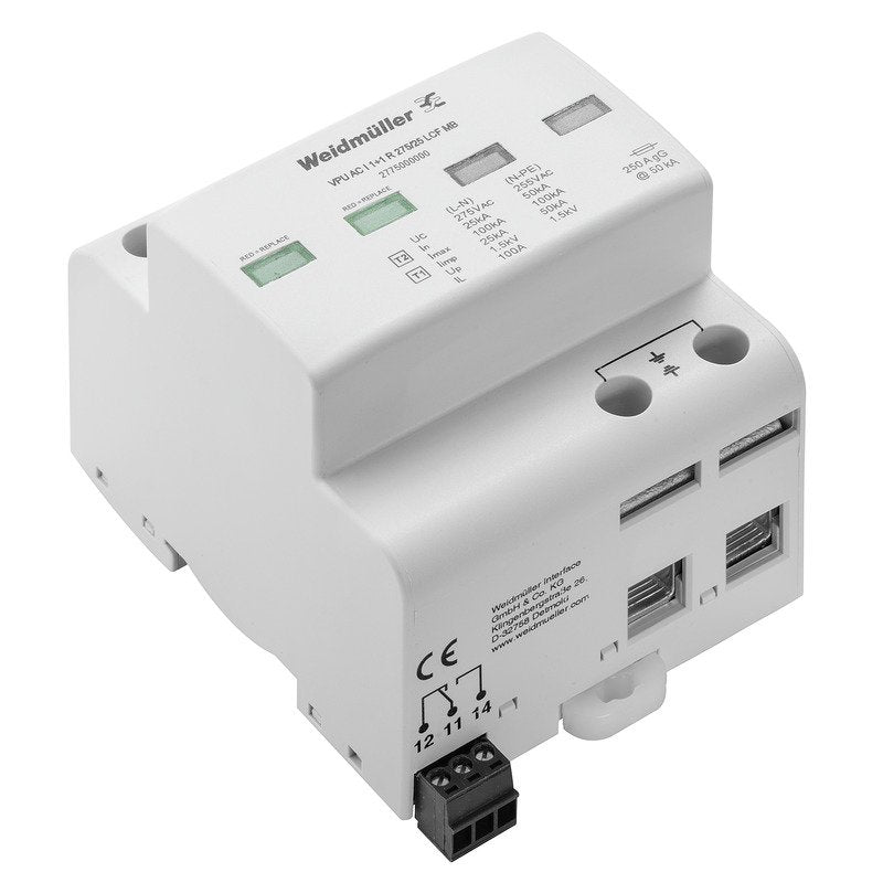 Weidmüller - Überspannungsableiter für Energietechnik/Stromversorgung Überspannungsableiter VPUACI1+1R27525LCFMB Leckstromfrei