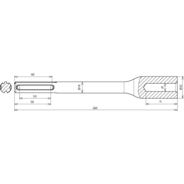 DEHN - Einschlaghilfe für Stab-/Tiefenerder Hammereinsatz HE TE 25 SDS #625030 MAX VH STBLANK