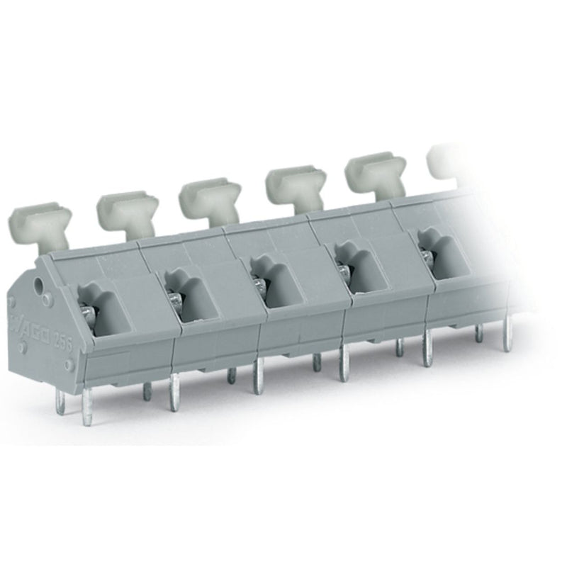 WAGO - Leiterplattenklemme 256-608/334-000 Drücker,2,5 mm²,grau − 15 Stück