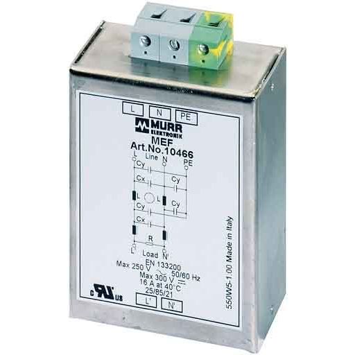Murrelektronik - Geräteüberspannungsschutz für Energietechnik/Stromversorgung Netzentstörfilter MEF 1/2 SY 2A T I:2A U:250AC/300DC