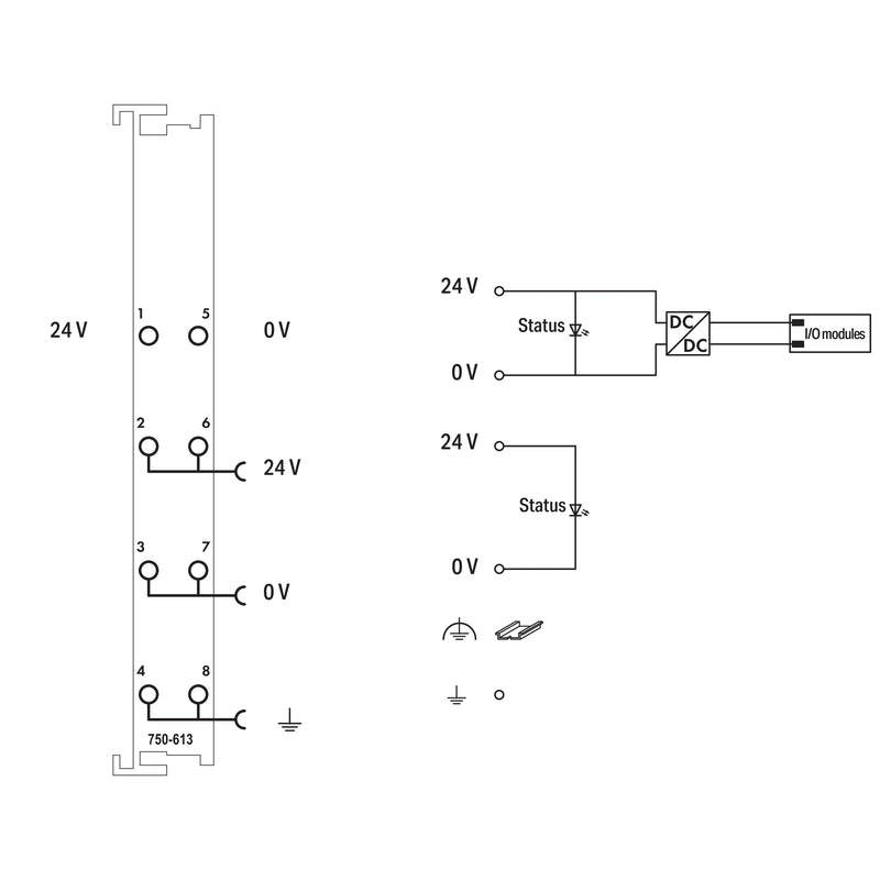 WAGO - Feldbus, Dez. Peripherie - Einspeise- und Segmentmodul Potentialeinspeisung 750-613 DC24V, Busnetzteil