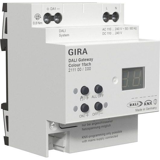 Gira - Steuergerät für Lichtregelsystem DALI Gateway Colour 1f REG 211100 KNX Secure