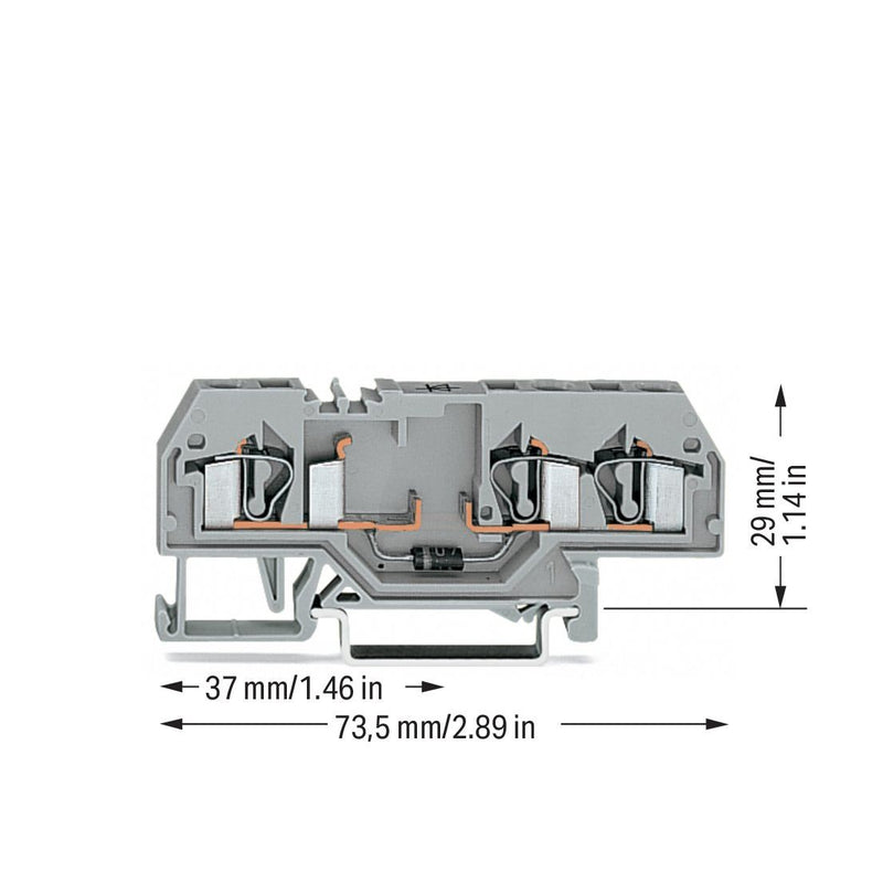 WAGO - Bauelement-Reihenklemme Bauelementklemme 281-673/281-411 Diode 1N4007,grau − 50 Stück