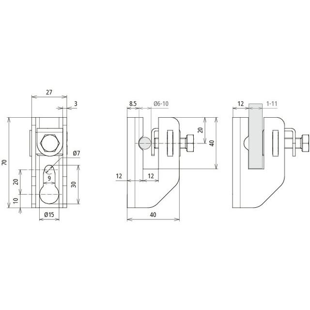 DEHN - Leitungshalter für Blitzschutz Flachbandhalter FRH116.10WA15B7STTZN m.Druckstück St/tZn