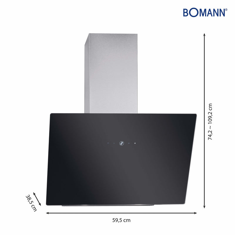 Bomann DA - Dunstabzugshaube Kopffreihaube DU 7606.1 G sw Glasschirm