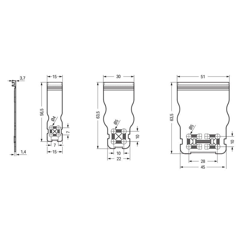 WAGO - Ein- und mehrpolige Klemmenleiste 1-Leiter-Stiftleiste 831-3206/135-000 CAGECLAMP,10mm²,lgr − 36 Stück