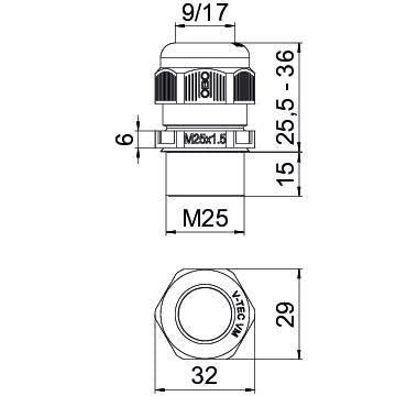 OBO Bettermann - Kabelverschraubung V-TEC VM L25 SGR − 25 Stück