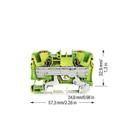 WAGO GmbH & Co. KG - Schutzleiter-Reihenklemme 2-Leiter-Schutzleiterkl. 2206-1207 6qmm, grün-gelb