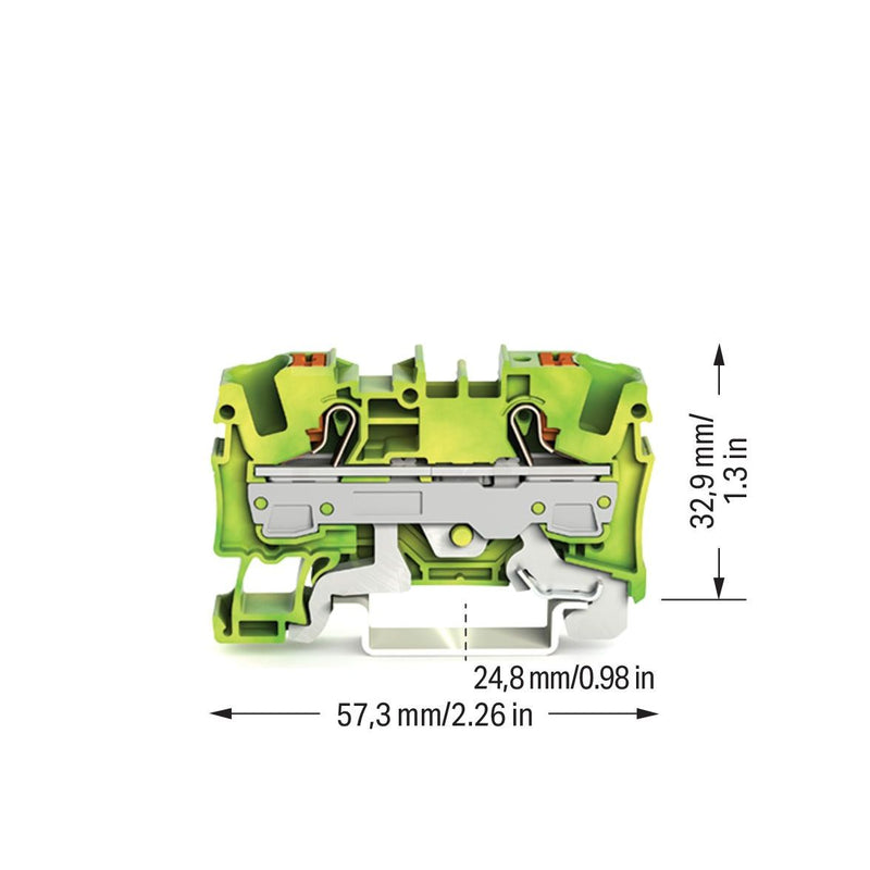 WAGO GmbH & Co. KG - Schutzleiter-Reihenklemme 2-Leiter-Schutzleiterkl. 2206-1207 6qmm, grün-gelb
