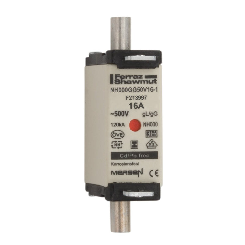 Mersen - Messersicherung NH-Sicherungseinsatz SG NH000GG50V16-1 Gr.000 gG 16A/500VKM