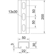 OBO Bettermann - Stiel/Profilschiene Profilschiene gelocht MS5030P0200FT 200x50x30, St, FT