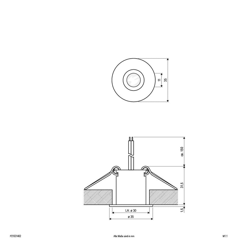 EVN Lichttechnik - Downlight/Strahler/Flutlicht P-LED Lichtpunkt P21031402 alu-mt IP20 12V 3W 3000K rd