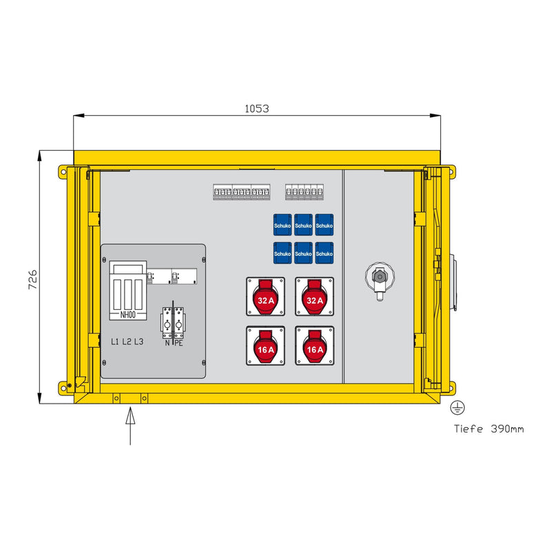 Walther Werke - Baustromverteiler Aufputzverteiler WAP0515 44kVA, 2 RCDs TypA