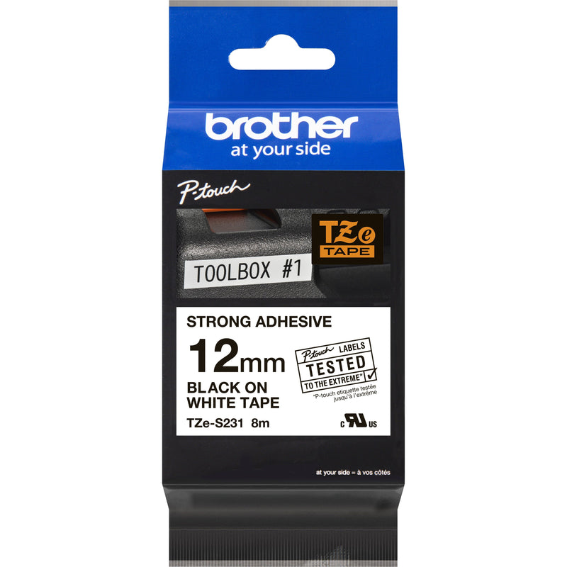 Brother - Schriftband Beschriftungsband TZe-S231 weiß/schwarz 12 mm