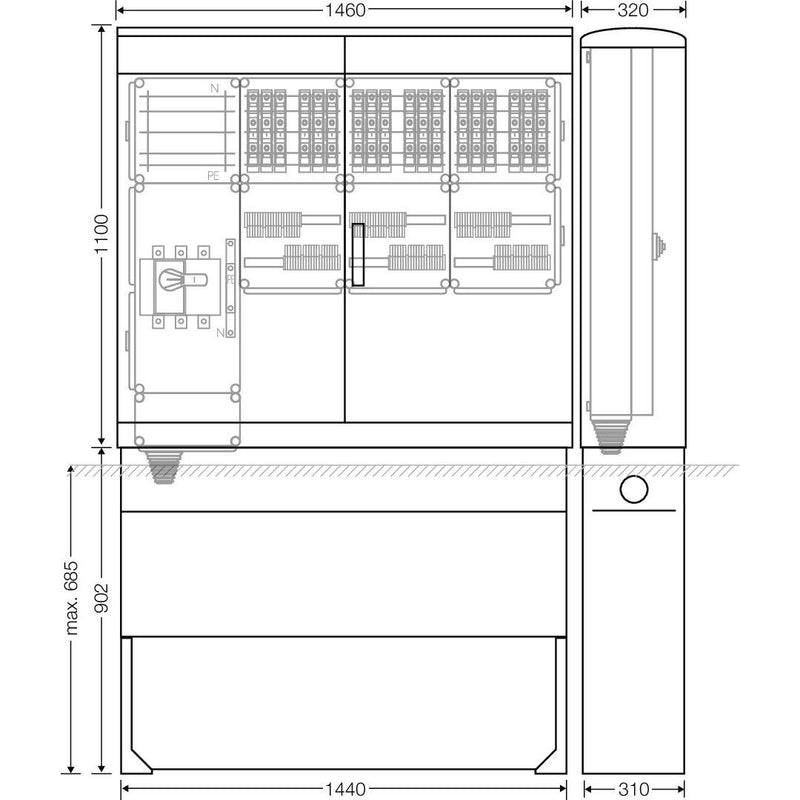 Hensel - Verteilerschrank für Energieversorgung Ladeverteiler Mi EV 11kW 18010 f.18 Ladep. a 11kW