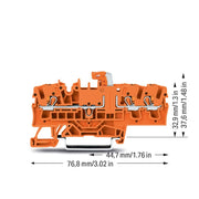 WAGO - Trenn- und Messtrenn-Reihenklemme 3Leiter-Trenn-u.Messklemme 2202-1772 orange − 50 Stück