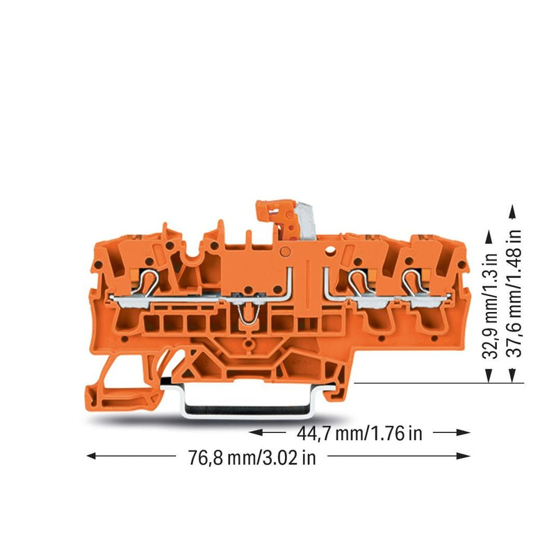 WAGO - Trenn- und Messtrenn-Reihenklemme 3Leiter-Trenn-u.Messklemme 2202-1772 orange − 50 Stück