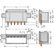 WAGO - Leiterplattensteckverbinder THT-Stiftleiste Lötstift 2092-1408/005-000 1,4mm,gerade,lgr − 100 Stück