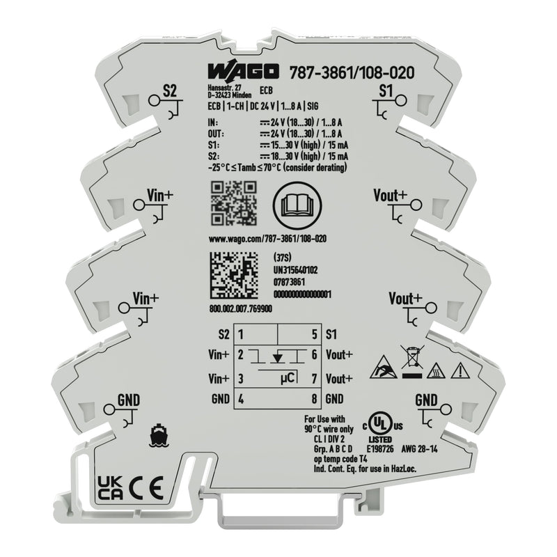 WAGO - Stromüberwachungsgerät Elektron. Schutzschalter 787-3861/108-020 1-kanalig, DC 24 V − 1 Stück