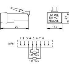 Telegärtner - Abschlusswiderstand RJ45-Abschlusswiderstand 100023009 100 Ohm f. ISDN