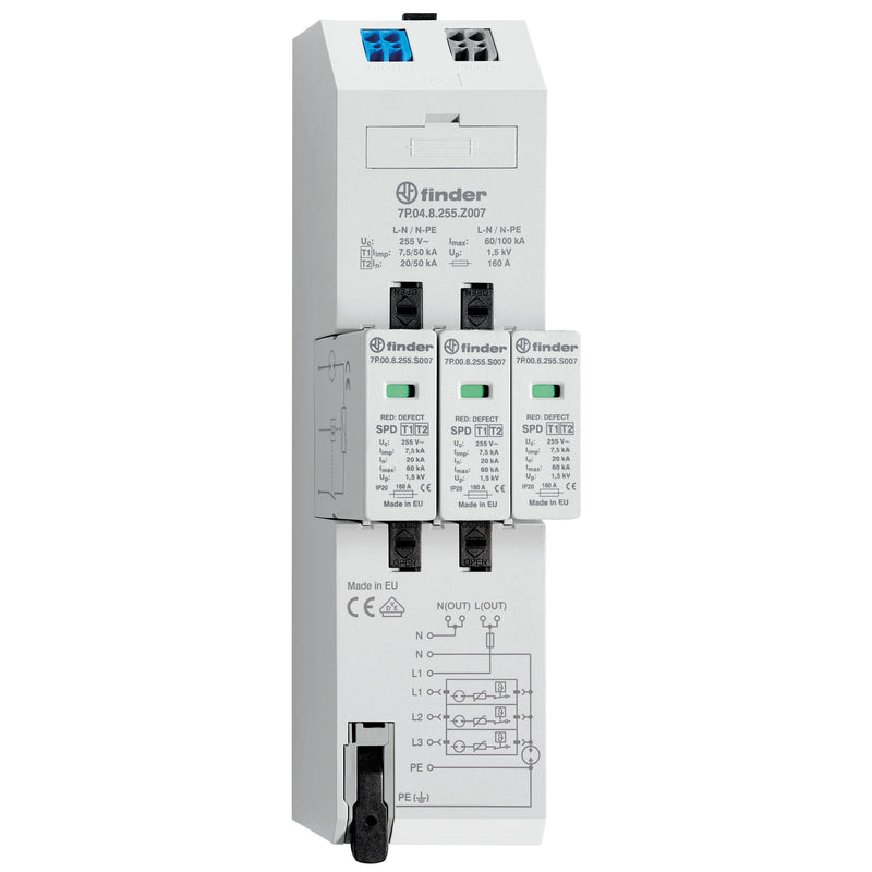 Finder - Blitzstromableiter für Energietechnik Kombiableiter 7P.04.8.255.Z007