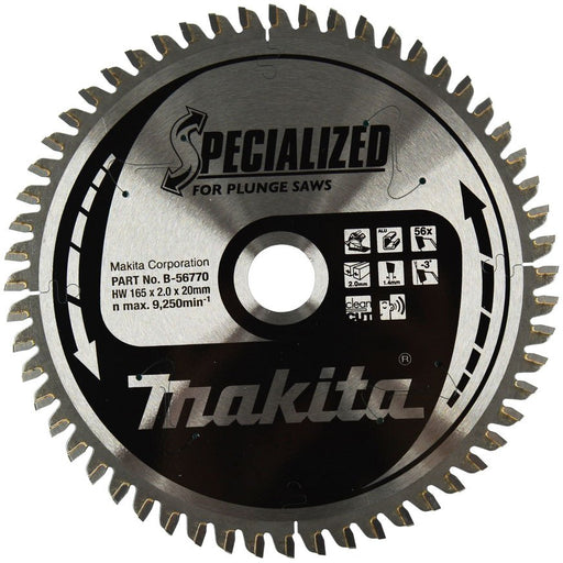 Makita - Kreissägeblatt Sägeblatt Specialized B-56770 165x20x56Z