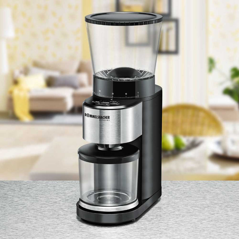 Rommelsbacher - Kaffeemühle Kegelmahlwerk EKM 500 160W schw. mit Waage − 2 Stück