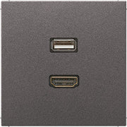 Jung - Multifunktions-Anschlussdose Multimedia-Anschluss anth MA AL 1163 AN HDMI/USB m.Tragring