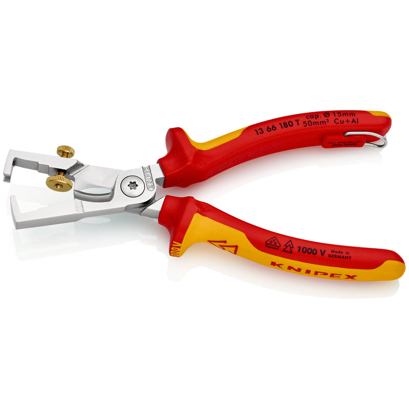 Knipex - Kabelschere VDE Kabelschere 13 66 180 T 180mm, m.Abisolierf