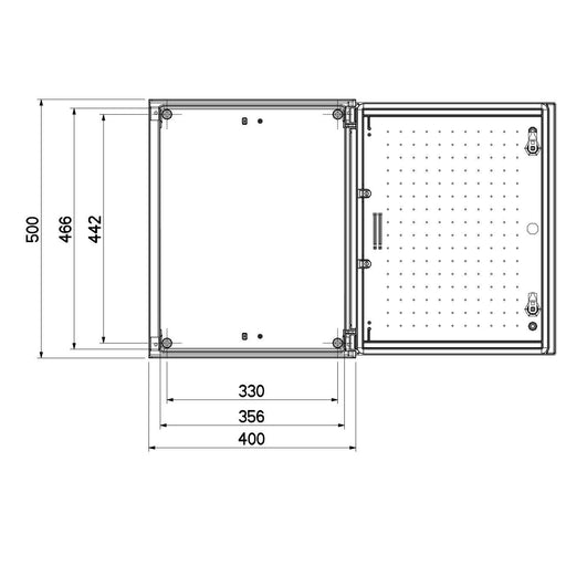 GSAB Elektrotechnik - Gehäuse/Schaltschrank (leer) GfK-Wandschrank IP65 54W500ES 500x400x200mm